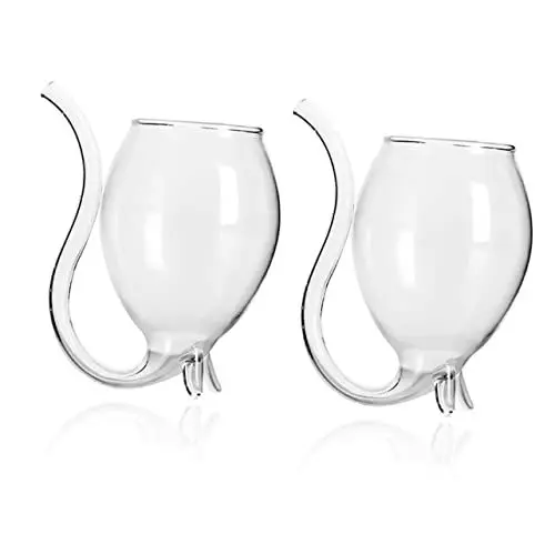 Produktbild: MAGICLULU Weingläser 2st Vampirkelch Weinbecher Mit Strohhalm Vampire Weinbecher Klare Saftbecher Bierbecher Mundgeblasene Tassen Weintrinkbecher Glas Wodka Gläser Glasbecher