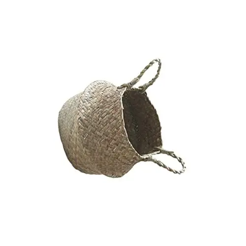 Produktbild: MAGICLULU Nordischer Stil Handgefertigter Seegras Rattan Aufbewahrungskorb Mit Zwei Griffen Faltbarer Blumenkorb Für Pflanzen Und Deko s