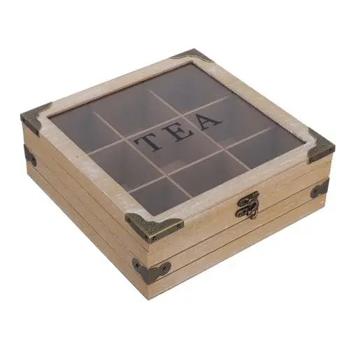 Produktbild: MAGICLULU Große Kapazität Holz Teebeutel Lagerung Box Glas Deckel Teebeutel Organizer Box für Home Decor