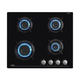 Produktbild: magicplux Gasherd, Gaskochfeld 4 Flammig, Einbau-Gaskocher für Propan und Erdgas, Gaskochfelder Schwarz Glasherd 60cm, 7800W