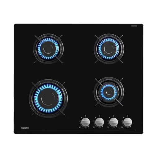 Produktbild: magicplux Gasherd, Gaskochfeld 4 Flammig, Einbau-Gaskocher für Propan und Erdgas, Gaskochfelder Schwarz Glasherd 60cm, 7800W