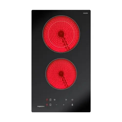 Produktbild: magicplux Glaskeramikkochfeld mit 2 kochfelder 29,5cm, 9 Heizstufen, Berührungssteuerung, Kindersicherung, Timer, Geeignet für alle Kochgeschirre, 3400W