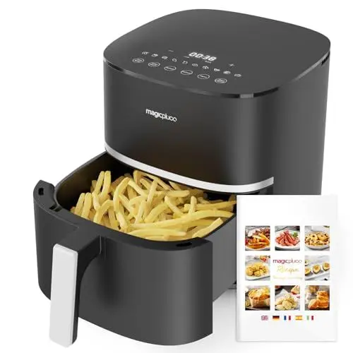 Produktbild: magicplux Heißluftfritteuse 5,5L XXL, 1500W Airfryer mit 13 Vorprogrammierte, mit Digitalem LED-Touchscreen, X CYCLONE AIR-Gleichmäßige Hitze Technologie, mit 21 Rezept, Spülmaschinenfest, Schwarz