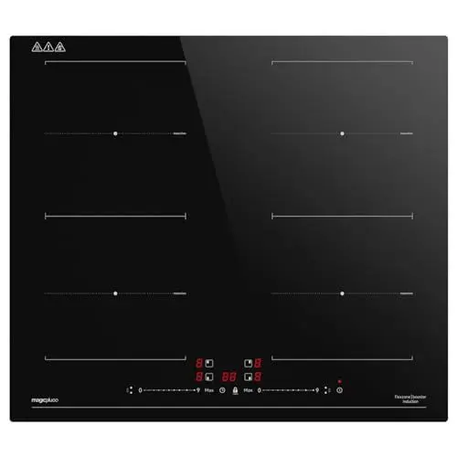 Produktbild: magicplux Induktionskochfeld 60cm, 4 Platten Induktionskochplatte mit zwei Flexiblen Zonen, 9 Leistungsstufen & Booster-Funktion, 1-99 Minuten Timer, 7200W