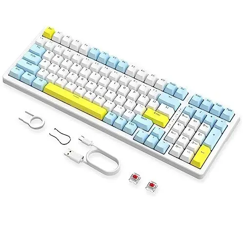 Produktbild: MAGIC-REFINER K3MAX Gaming Tastatur, Mechanisch Tastatur 18 RGB Hinterleuchtet Kabelgebunden, Apex Pro TKL Tastatur Hot Swap 100 Tasten mit Numpad, Anti-Ghosting, Eva Schaum, Rote Schalter, Win/Mac