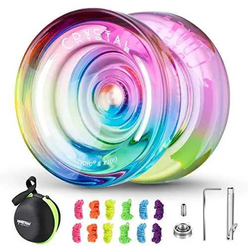 Produktbild: MAGICYOYO K2 Responsive Yoyo für Kinder, Dual Purpose JoJo für Anfänger, Kristall JoJo with Replacement Unresponsive Yoyo Bearing + 12 YoYo Strings + Removal Tool+ Axle + Yo-Yo Bag