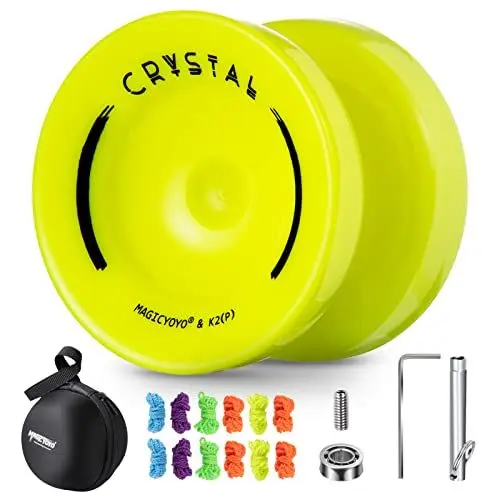 Produktbild: MAGICYOYO JoJo für Kinder K2 Crystal Gelb, Reaktionsfähiges Yoyo für Anfänger, Professionelles Yoyo Trick Yoyo für Fortgeschrittene + JoJo Tasche + 12 Yoyo Saiten