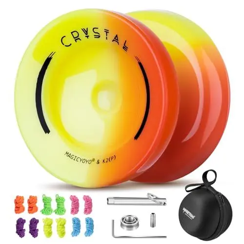 Produktbild: MAGICYOYO Reaktionsfähiges JoJo für Kinder, Pro JoJo Finger Spin Tricks Yoyo K2 Rot Gelb, Dual Purpose 2 in 1 Yoyo für Anfänger und Fortgeschrittene mit unempfindlichem Yo yo-Lager