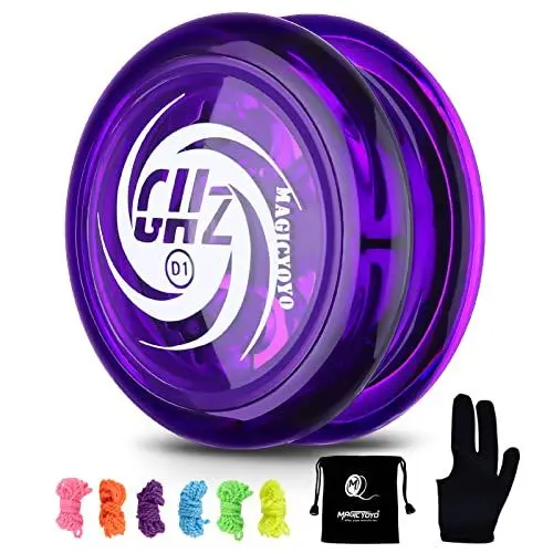 Produktbild: MAGICYOYO Responsive Yoyo D1 GHZ, Professionelle Kinder JoJo, 2A Looping Yoyo für Kinder Anfänger + 6 YoYo Strings + Jo jo Glove + Yo-yo Storage Bag (Kristall Lila)