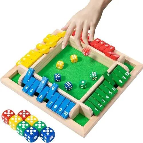 Produktbild: Magiho Würfelspiel Holz, Klassisch Shut The Boxl mit 2 Würfel für Outdoor-Aktivitäten, KTV, Reisen, Partys oder Kneipe Shut The Box Spiel