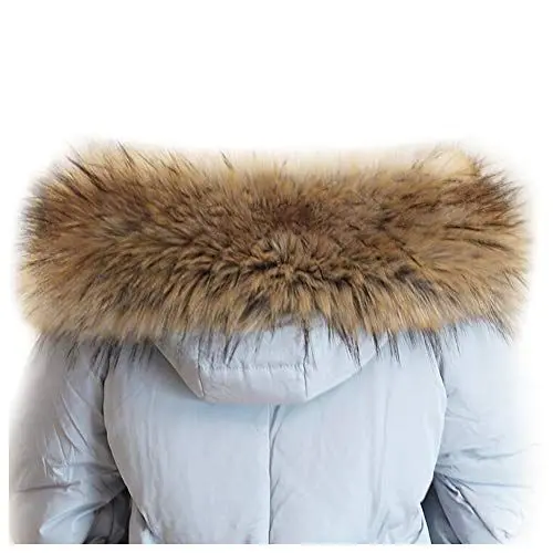 Produktbild: MAGIMODAC Fellkragen Pelzkragen Fellstreifen Kunstpelz Fell Kragen Pelzschal für Kapuze 70cm-90cm (Braun, 70cm/27.55'')