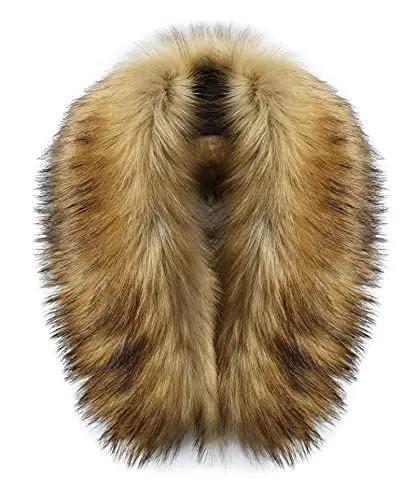 Produktbild: MAGIMODAC Fellkragen Pelzkragen Kunstfell Kunstpelz Fell Kragen Pelzschal Wie echt für Kapuze Kapuzenmantel Winter Parka Mantel Jacke (Braun, 90cm/35.43’’)