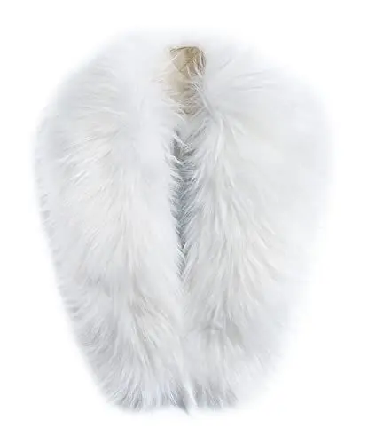 Produktbild: MAGIMODAC Fellkragen Pelzkragen Kunstfell Kunstpelz Fell Kragen Pelzschal Wie echt für Kapuze Kapuzenmantel Winter Parka Mantel Jacke (Weiß, 70cm/27.55’’)
