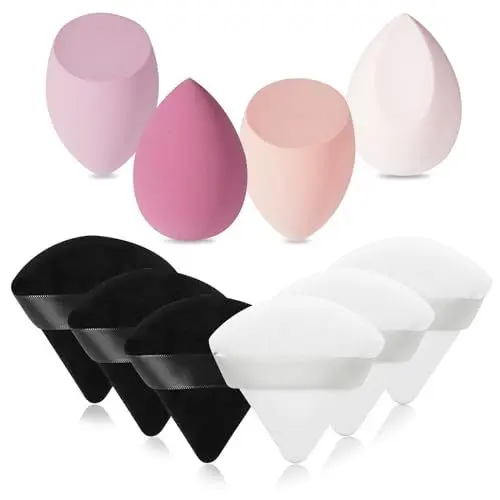 Produktbild: MAGIMODAC Gesicht Puderquaste Make Up Schwamm Dreieck Makeup Schwämmchen Waschbar Wiederverwendbar Kosmetik Makeup Sponge Set(Rosa)
