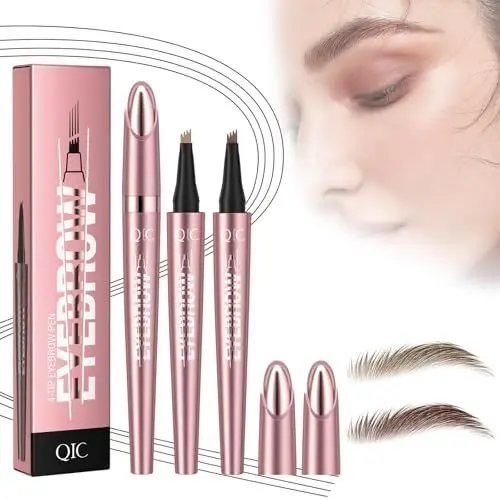 Produktbild: Magischer Augenbrauenstift, Kaluofan 2PCS Microblading Augenbrauenstift Wasserfest, 3D Eyebrow Pencil Wasserfest Wischfest mit 4 Gabelspitzen kreiert mühelos perfektes natürliche Augenbrauen Aussehen