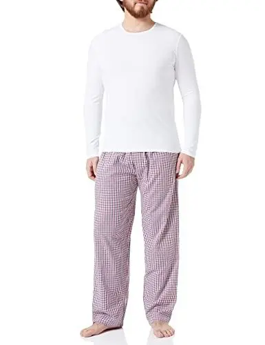 Produktbild: Maglev Essentials Herren Baumwoll-Schlafanzugset, Marineblau/Rot/Weiß, XL