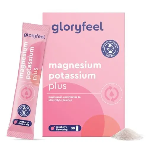 Produktbild: Magnesium Kalium + Vitamine - 30 Beutel - Reine Citrat Formen - Elektrolyt Gleichgewicht, Muskelfunktion & Verringerung von Müdigkeit* - Mit Vitamin B, C, Thiamin & Riboflavin - Himbeergeschmack