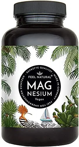 Produktbild: Magnesium hochdosiert Kapseln - 365 Stück (Jahresvorrat) - 664mg je Kapsel, davon 400mg elementares Magnesium - höherer Gehalt als andere Magnesiumformen - Laborgeprüft & Vegan