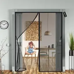 Produktbild: Magnet Fliegengitter Balkontür 165 x 220 cm Fliegengitter mit Magnet Luft kann frei strömen Insektenschutz tür balkontür für Patio/Windows Ohne Bohren Klebmontage - Schwarz