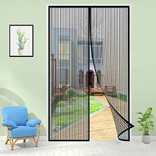 Produktbild: Magnet Fliegengitter Tür, Insektenschutz Fliegenvorhang Moskitonetz für Balkontür Terrassentür, Automatisch Schließen, ohne Bohren-Black-B|| 70x200cm(27x78inch)