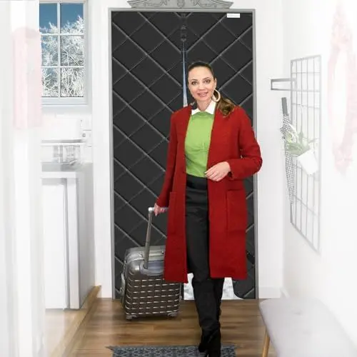 Produktbild: Magnet Wärmeschutzvorhang für Türen 95 x 205 cm, Thermo Türvorhang Kälteschutz Winddicht Isoliervorhang Thermovorhang, Wärmen Sie Ihre Familie auf, Schwarz