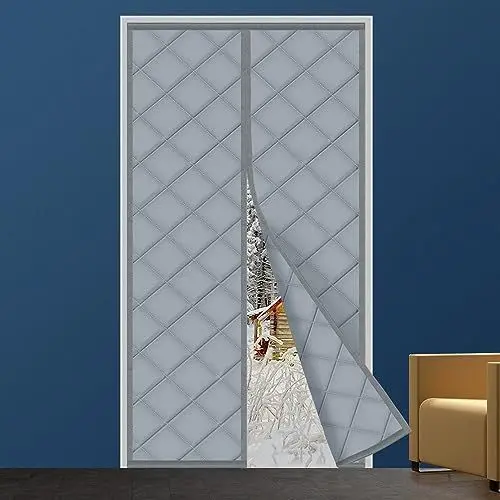 Produktbild: WENT Magnet Wärmeschutzvorhang für Türen 90x205 cm, Volle Größe, Thermo Türvorhang, Isolier Schutz Vorhang, Haustierfreundlich, Wasserdicht, Winddicht, Rauchgrau