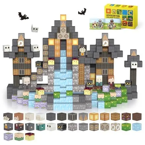 Produktbild: Magnetische Bausteine 120 Stück - Magisches Schloss Magnete Bauen Set, Magnetbausteine für Jungen und Mädchen ab 3-8 Jahren, Montessori Kreative Spielzeug als Geschenk für Kinder ab 3+ Jahren