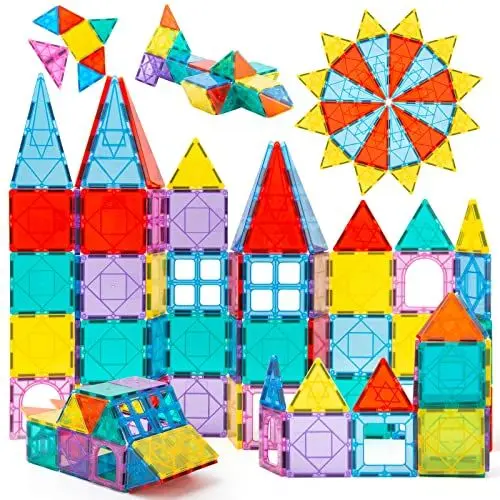 Produktbild: Magnetische Bausteine, Kinder Magnet Spiel 60 Teile Magnetbausteine Konstruktionsspielzeug für Jungs Reisen Lernspielzeug Spielzeug 3 4 5 6 Jahre Jungen MäDchen Geschenke Zu Weihnachten Halloween