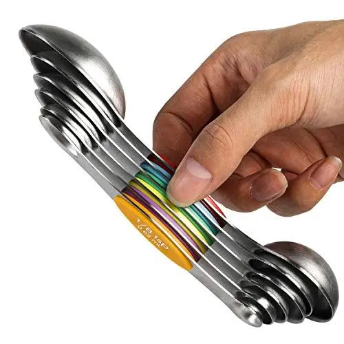 Produktbild: Magnetische Messlöffel Set Edelstahl Stapelbare doppelseitige Teelöffel Esslöffel zum Messen von trockenen und flüssigen Zutaten