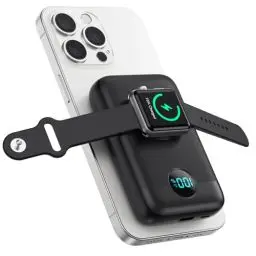 Produktbild: Magnetische Powerbank 10800mAh für MagSafe, 4-in-1 Wireless Power Bank mit i-Watch Ladegerät,QC4.0+PD 22.5W USB C Schnelles Laden Externe Akku mit LED-Display für Apple Watch/iPhone 15/14/13/12 Series