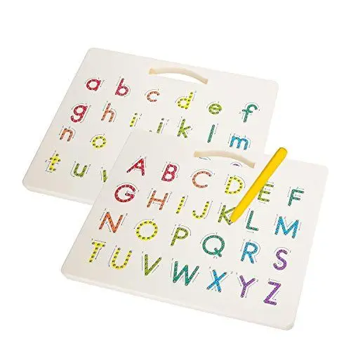 Produktbild: Hautton Magnetische Tafel mit Stift zum Zeichnen, Magnetische Groß- und Kleinbuchstaben Diagrammtafel – Set für Pädagogische Alphabet, Schreiben, Lernen Vorschule Geschenk für Kind Jungen Mädchen
