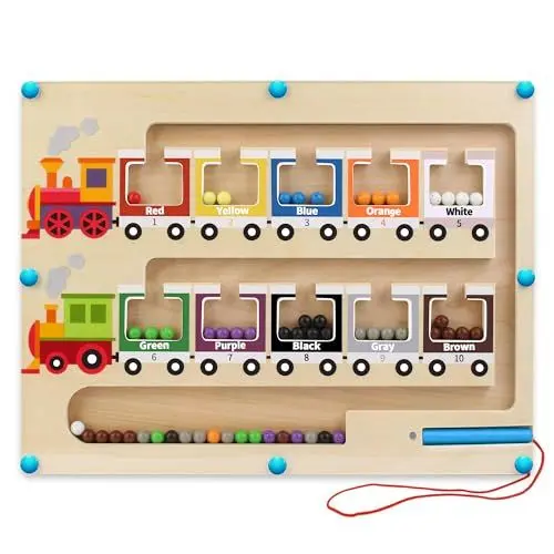 Produktbild: Magnetisches Farb - und Zahlenlabyrinth, Montessori-Spielzeug für Kinder ab 3 Jahren, hölzernes Puzzle-Aktivitätsbrett, Lehrreiches Zählspielzeug für Kleinkinder, Jungen, Mädchen, Vorschulkinder