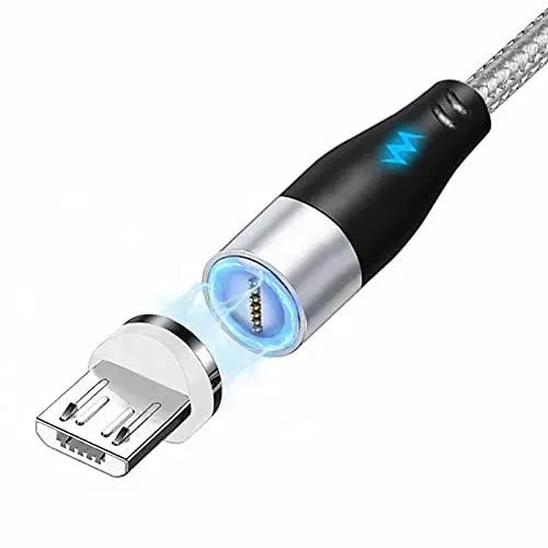 Produktbild: Magnetisches Ladekabel, YSJJZRL 3.3ft magnetisches Mikrokabel USB-Kabel 3A-Schnelllade-Datensynchronisationskabel für Samsung S7 / S6 / S5, HTC, Huawei, PS4 und mehr (Silber)