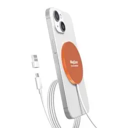 Produktbild: Magnetisches kabelloses Ladegerät, MagEase 15 W kabelloses Ladegerät Mag-Safe, kompatibel mit iPhone 15/14/13/12-Serie und AirPods 3/2/Pro (Orange)