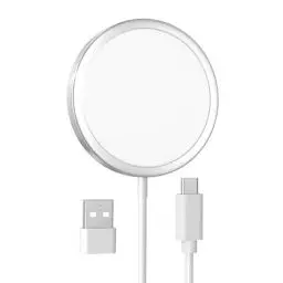 Produktbild: Magnetisches kabelloses Ladegerät, MagEase 15 W kabelloses Ladegerät mag~Safe, kompatibel mit iPhone 16/15/14/13/12-Serie und AirPods 3/2/Pro, Weiß