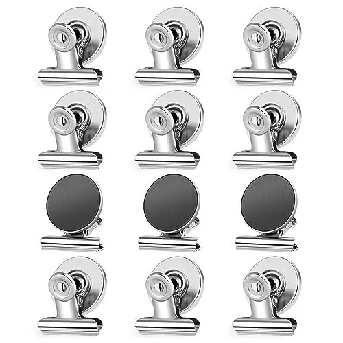 Produktbild: Magnetklammer, 12 Stück Silber Kühlschrankmagnete, Magnete für Magnettafel, Magnete mit Klammern, Kratzfreie Magnetische Klammern, Starke Magnet Klammern für Fotos, Aufkleber, Taschen