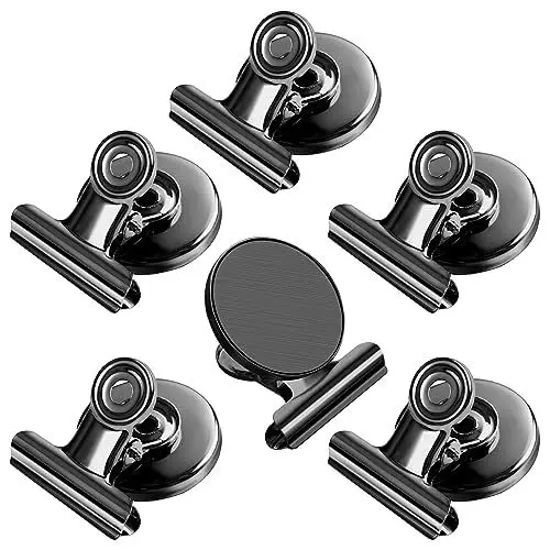 Produktbild: Magnetklammer, 6 Stück Schwarz Kühlschrankmagnete, Magnete für Magnettafel, Magnete mit Klammern, Kratzfreie Magnetische Klammern, Starke Magnet Klammern für Fotos, Aufkleber, Taschen