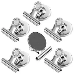 Produktbild: Magnetklammer, 6 Stück Silber Kühlschrankmagnete, Starke Magnete für Magnettafel, Kratzfreie Magnetische Klammern, Starke Magnet Klammern für Fotos, Aufkleber, Taschen, Kühlschrank, Whiteboard