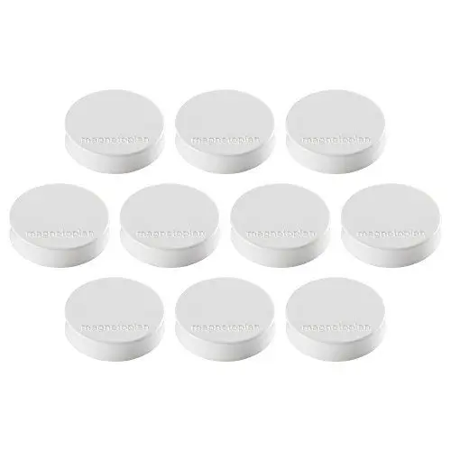 Produktbild: magnetoplan Ergo-Magnet 10er-Pack Whiteboard-Magnete, Pinnwandmagnete, Magnetpunkte für die Schultafel, Kühlschrankmagnete und Pinnwände | 11 Farben, 30 x 8mm - weiß