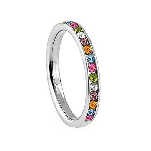 Produktbild: Magnetring mit glänzenden Swarovski Elements in bunt Edelstahl poliert Energetix 4you Größe 16