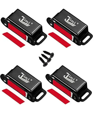 Produktbild: Magnetschnäpper Tür Magnete für Schranktüren Jiayi 4 Stück Magnetverschluss Schrank Magnete Türmagnete für Möbel Edelstahl Schubladen Magnet Türschließer Möbelmagnete Türmagnet Selbstklebend Schwarz
