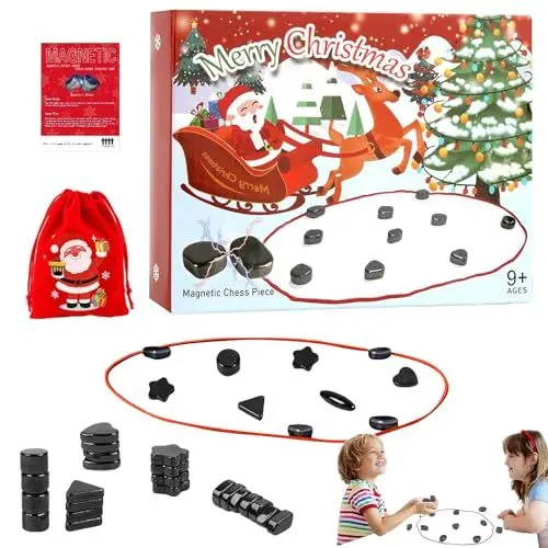 Produktbild: Magnetspiel Weihnachtsedition, Magnetisches Schachspiel, Tragbares Schachbrett Magnetisch, Tisch-Magnetspiel für Party, Weihnachten, Geschenk