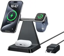Produktbild: Mag-Safe Ladegerät Für iPhone Wireless Charger: 3 in 1 Mag-Safe Ladestation Kompatibel mit iPhone 16 15 14 13 12 Serie, Travel Induktive Ladestation Für Apple Watch & Air Pods(Schwarz)