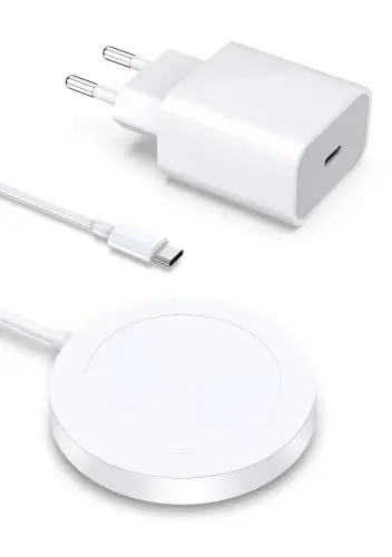 Produktbild: Mag-Safe Ladegerät Wireless Charger für iPhone: Magnet Ladestation Induktive kabellos Ladepad Kompatibel mit iPhone 16 15 14 13 12 und Air-Pods 3 2 Pro mit 20W Schnelles Adapter