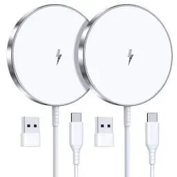 Produktbild: Mag-Safe Ladegerät Wireless Charger iPhone, 15W Schnell Apple induktive ladestation für iPhone 16/15/14/13/12 Serie und AirPods 3/2/Pro 2, 2er-Pack 5ft Kabel,Mag-Safe Originalersatz