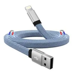Produktbild: Magtame Light-ning Spiralkabel iPhone Ladekabel, Magnetisch 1M Aufgerollt Kabel, Flach iPhone Original Kabel MFi-Zertifiziert Nylon Geflochten für iPhone 14 13 Pro Max Mini XS XR X 8 7 SE Blau