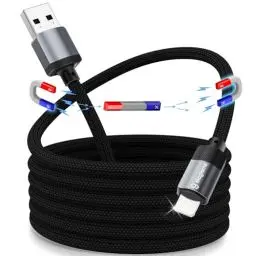 Produktbild: Magtame Magnetisch iPhone Ladekabel Schnellladekabel, Aufgerollt USB A Light-ning Kabel 1M iPhone MFi Zertifiziert iPhone Kabel Nylon Fast USB Ladekabel für iPhone 14/13/13 Pro/12 X 8 7 6