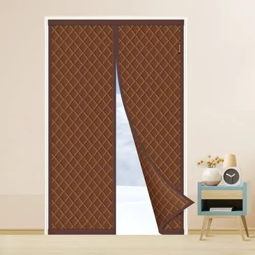 Produktbild: MAGZO Thermo Türvorhang Magnetisch 85 x 200 cm, Winddichte Wärmeschutzvorhang für Türen Thermovorhang Tür Wärmedämmung kälteschutzvorhang, Braun