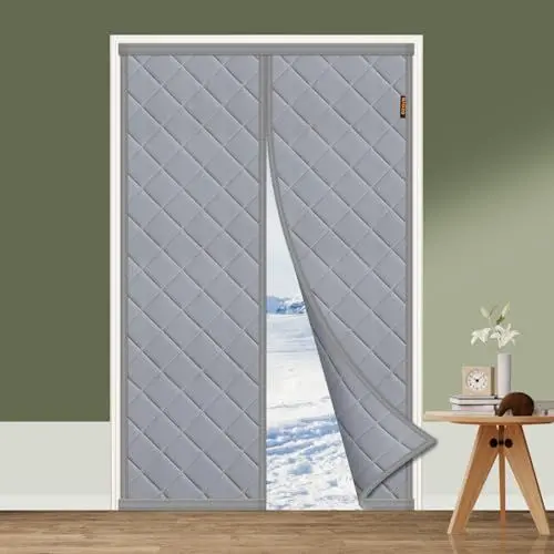 Produktbild: MAGZO Türvorhang, wärmeisolierend, 110 x 210 cm, magnetisch, kälteisolierend, selbstklebend, Grau