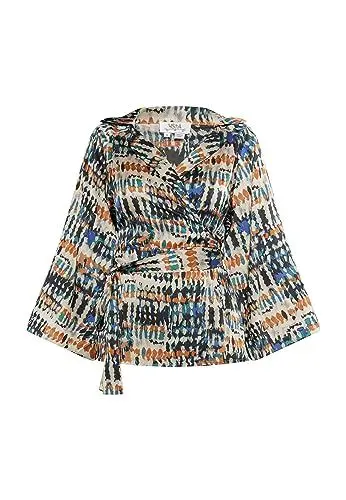 Produktbild: MAHISHA Damen Wickelbluse 17229216-MA01, BEIGE BLAU Mehrfarbig, L